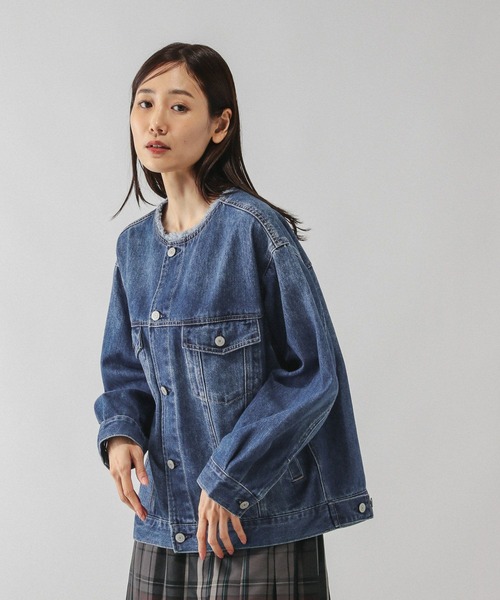 GLOBAL WORK(グローバルワーク)の「軽やかGOODデニムジャケット/575194(デニムジャケット・レディース・ブルー系その他6/サックスブルー/グレー・MEDIUM/LARGE)」の18枚目の写真