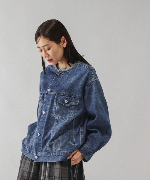 GLOBAL WORK(グローバルワーク)の「軽やかGOODデニムジャケット/575194(デニムジャケット・レディース・ブルー系その他6/サックスブルー/グレー・MEDIUM/LARGE)」の19枚目の写真