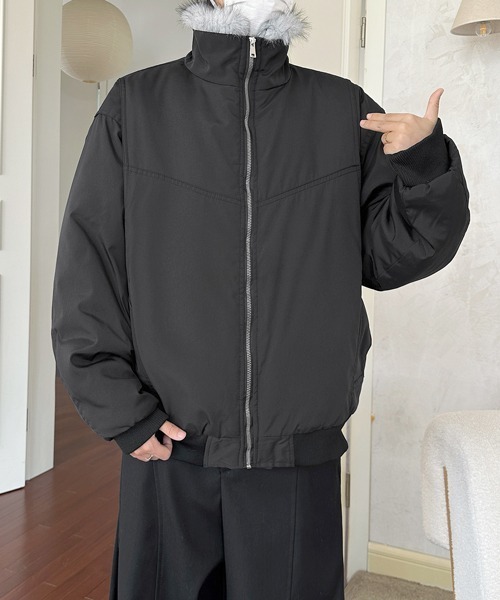 FVLMEN（フルメン）の「【FVLMEN】stand neck fur zip jacket/スタンドネック ファー ジップ ジャケット（ブルゾン・メンズ・カーキ/ブラック・X-LARGE/LARGE/MEDIUM）」の7枚目の写真