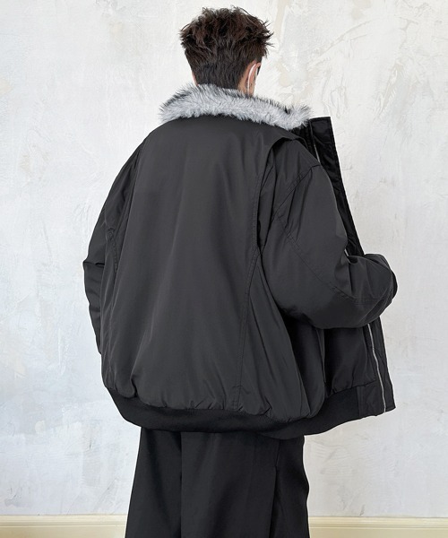 FVLMEN（フルメン）の「【FVLMEN】stand neck fur zip jacket/スタンドネック ファー ジップ ジャケット（ブルゾン・メンズ・カーキ/ブラック・X-LARGE/LARGE/MEDIUM）」の13枚目の写真