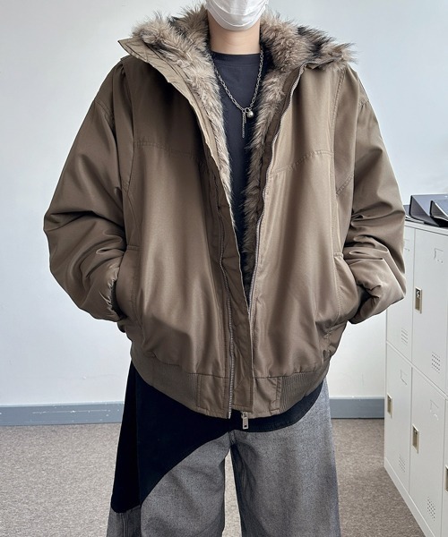 FVLMEN（フルメン）の「【FVLMEN】stand neck fur zip jacket/スタンドネック ファー ジップ ジャケット（ブルゾン・メンズ・カーキ/ブラック・X-LARGE/LARGE/MEDIUM）」の17枚目の写真