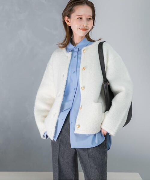 セール】『WEB/一部店舗限定』ウール混ブークレニットジャケット