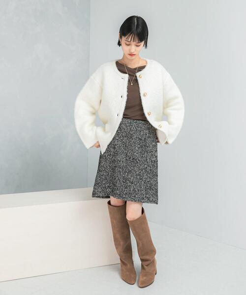 URBAN RESEARCH ROSSO WOMEN（アーバンリサーチ　ロッソ）の「『WEB/一部店舗限定』ウール混ブークレニットジャケット（その他アウター・レディース・ブルー/オフホワイト/グレー・FREE）」の9枚目の写真