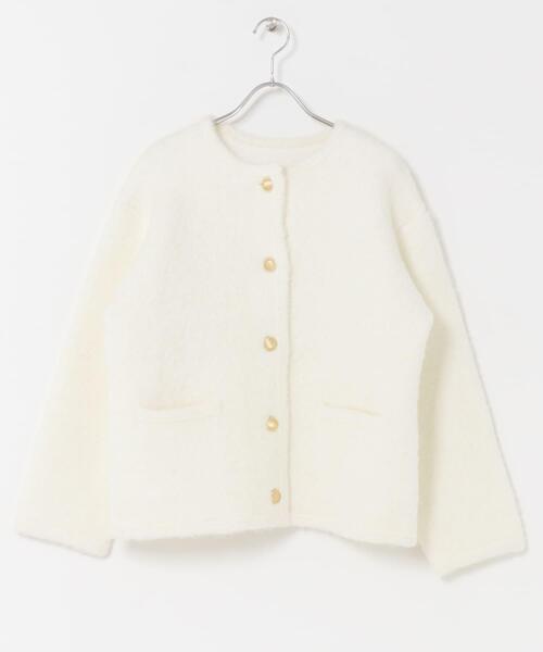 URBAN RESEARCH ROSSO WOMEN（アーバンリサーチ　ロッソ）の「『WEB/一部店舗限定』ウール混ブークレニットジャケット（その他アウター・レディース・ブルー/オフホワイト/グレー・FREE）」の10枚目の写真