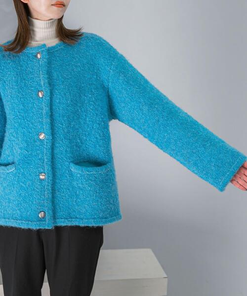 URBAN RESEARCH ROSSO WOMEN（アーバンリサーチ　ロッソ）の「『WEB/一部店舗限定』ウール混ブークレニットジャケット（その他アウター・レディース・ブルー/オフホワイト/グレー・FREE）」の19枚目の写真