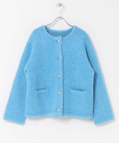 URBAN RESEARCH ROSSO WOMEN（アーバンリサーチ　ロッソ）の「『WEB/一部店舗限定』ウール混ブークレニットジャケット（その他アウター・レディース・ブルー/オフホワイト/グレー・FREE）」の20枚目の写真