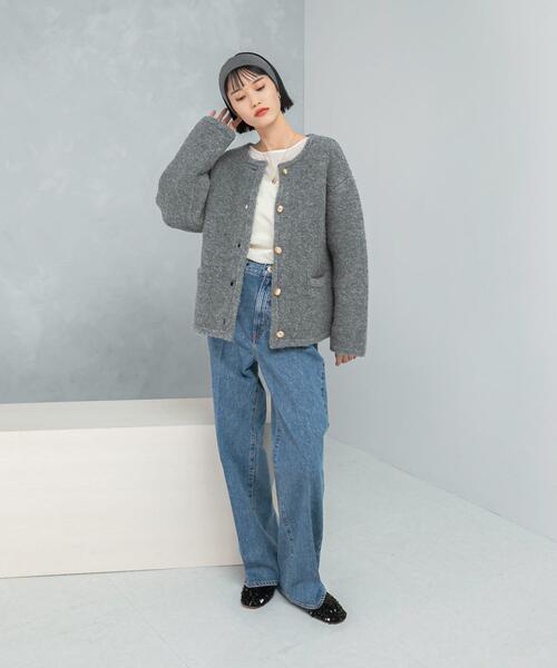 アーバンリサーチ ロッソ（URBAN RESEARCH ROSSO）/『WEB/一部店舗限定』ウール混ブークレニットジャケット セール】『WEB/一部店舗限定』ウール混ブークレニットジャケット