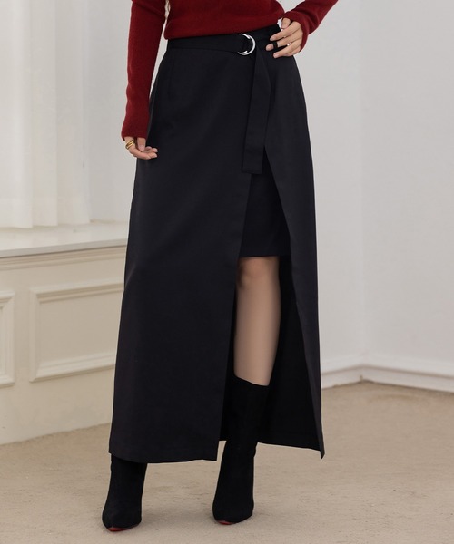レイヤード風ロングラップスカート（スカート）｜DAY CLOSET（デイ