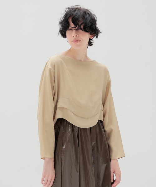 DRESSLAVE(ドレスレイブ)の「silk sand wash wave top(シルクサンドウォッシュウェーブトップ)(シャツ/ブラウス・レディース・ブラック/ベージュ・38)」の1枚目の写真