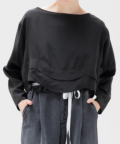 DRESSLAVE(ドレスレイブ)の「silk sand wash wave top(シルクサンドウォッシュウェーブトップ)(シャツ/ブラウス・レディース・ブラック/ベージュ・38)」の2枚目の写真