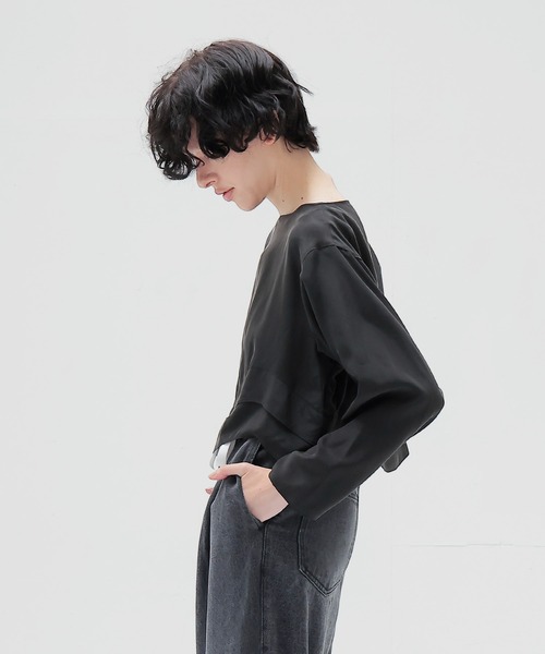 DRESSLAVE(ドレスレイブ)の「silk sand wash wave top(シルクサンドウォッシュウェーブトップ)(シャツ/ブラウス・レディース・ブラック/ベージュ・38)」の3枚目の写真