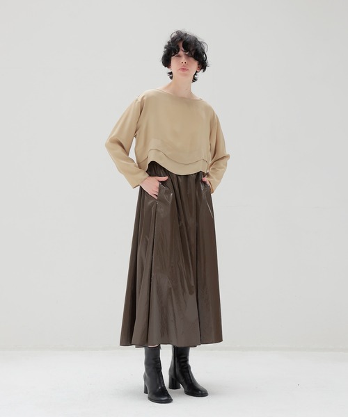 DRESSLAVE(ドレスレイブ)の「silk sand wash wave top(シルクサンドウォッシュウェーブトップ)(シャツ/ブラウス・レディース・ブラック/ベージュ・38)」の14枚目の写真