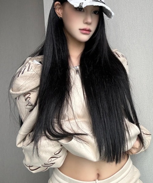 セール】Y2Kロゴデザインジップフーディ／ストリートガール（パーカー