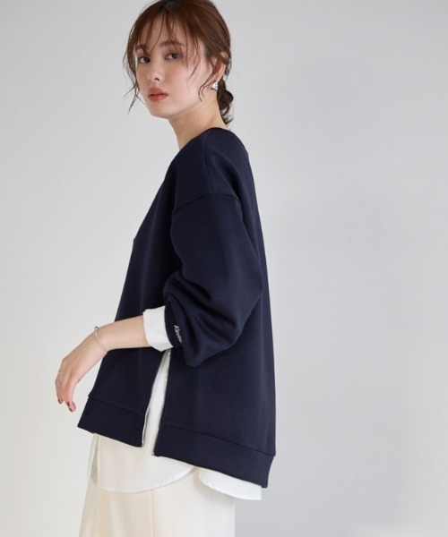 Pierrot（ピエロ）の「【刺繍入り】サイドジップダンボールスウェット（スウェット・レディース・ネイビー/杢グレー/オフホワイト・L/M）」の21枚目の写真