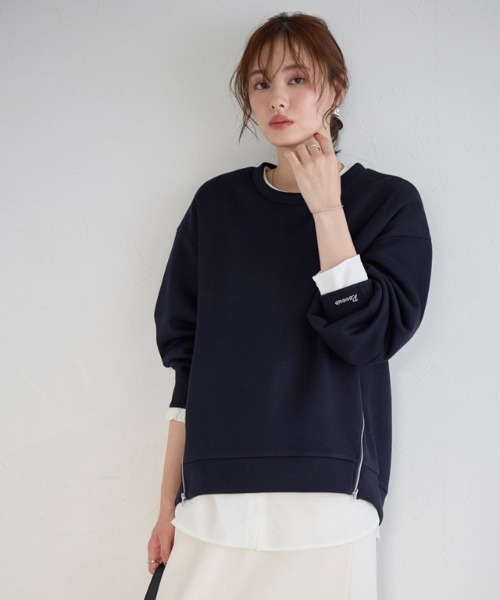 Pierrot（ピエロ）の「【刺繍入り】サイドジップダンボールスウェット（スウェット・レディース・ネイビー/杢グレー/オフホワイト・L/M）」の22枚目の写真