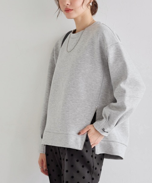 Pierrot（ピエロ）の「【刺繍入り】サイドジップダンボールスウェット（スウェット・レディース・ネイビー/杢グレー/オフホワイト・L/M）」の4枚目の写真