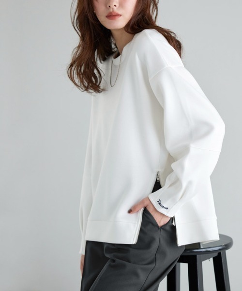 Pierrot（ピエロ）の「【刺繍入り】サイドジップダンボールスウェット（スウェット・レディース・ネイビー/杢グレー/オフホワイト・L/M）」の5枚目の写真