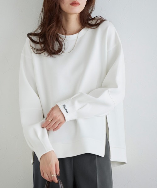 Pierrot（ピエロ）の「【刺繍入り】サイドジップダンボールスウェット（スウェット・レディース・ネイビー/杢グレー/オフホワイト・L/M）」の7枚目の写真