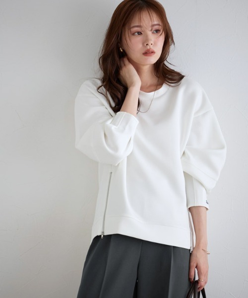 Pierrot（ピエロ）の「【刺繍入り】サイドジップダンボールスウェット（スウェット・レディース・ネイビー/杢グレー/オフホワイト・L/M）」の8枚目の写真