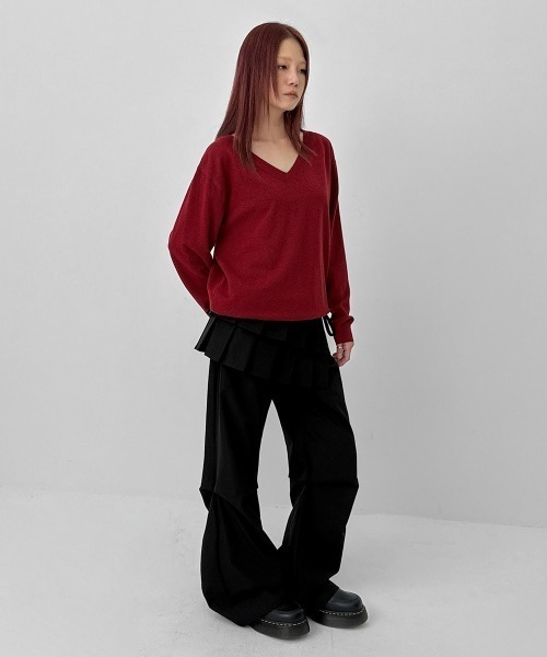 BLACKUP（ブラックアップ）の「[MADE] ブドゥリルーズフィットVネックニット（ニット/セーター・レディース・ワイン/ブラック/グレー/ブラウン/ネイビー・FREE）」の21枚目の写真