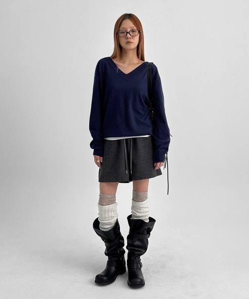 BLACKUP（ブラックアップ）の「[MADE] ブドゥリルーズフィットVネックニット（ニット/セーター・レディース・ワイン/ブラック/グレー/ブラウン/ネイビー・FREE）」の9枚目の写真