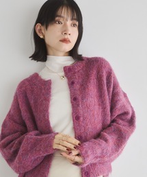 シャギー ミックスカラー起毛 ノーカラー 2WAYカーディガン