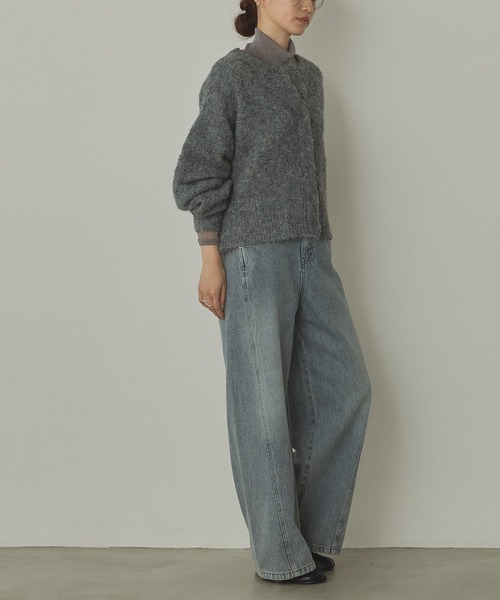 hunch(ハンチ)の「シャギー ミックスカラー起毛 ノーカラー 2WAYカーディガン(カーディガン/ボレロ・レディース・ダークブラウン/オフホワイト/ブルーパープル/ピンク/グレー/ライトグリーン/ライトピンク/ライトブラウン・FREE)」の13枚目の写真