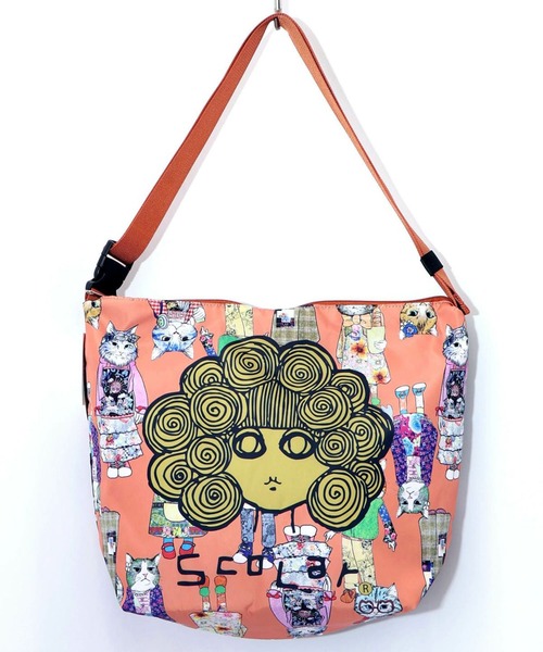 ScoLar（スカラー）の「ScoLar(スカラー) 両面総柄スカラーちゃんショルダーバッグ（ショルダーバッグ・レディース・オレンジ/パープル/ピンク・FREE）」の3枚目の写真