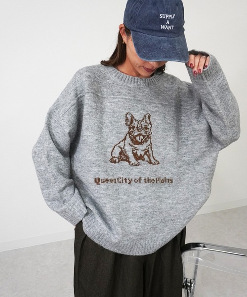 gossara（ゴサラ）の「アニマルジャガードPO（ニット/セーター・レディース・杢グレー/アイボリー/ブラウン・FREE）」の2枚目の写真