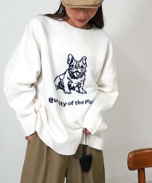 gossara（ゴサラ）の「アニマルジャガードPO（ニット/セーター・レディース・杢グレー/アイボリー/ブラウン・FREE）」の4枚目の写真