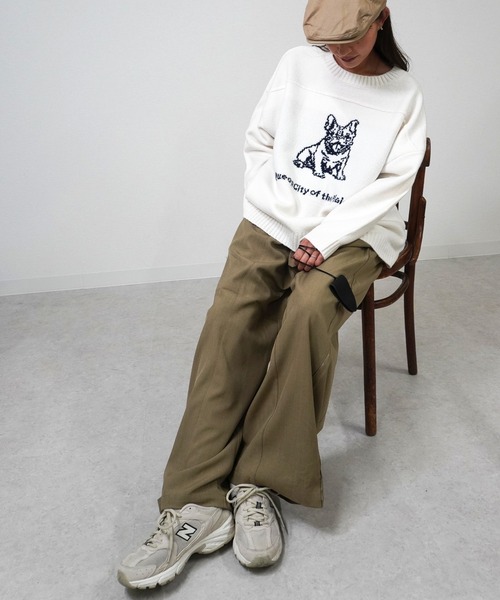 gossara（ゴサラ）の「アニマルジャガードPO（ニット/セーター・レディース・杢グレー/アイボリー/ブラウン・FREE）」の6枚目の写真