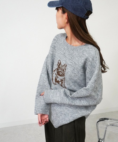 gossara（ゴサラ）の「アニマルジャガードPO（ニット/セーター・レディース・杢グレー/アイボリー/ブラウン・FREE）」の8枚目の写真