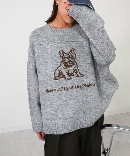 gossara（ゴサラ）の「アニマルジャガードPO（ニット/セーター・レディース・杢グレー/アイボリー/ブラウン・FREE）」の9枚目の写真