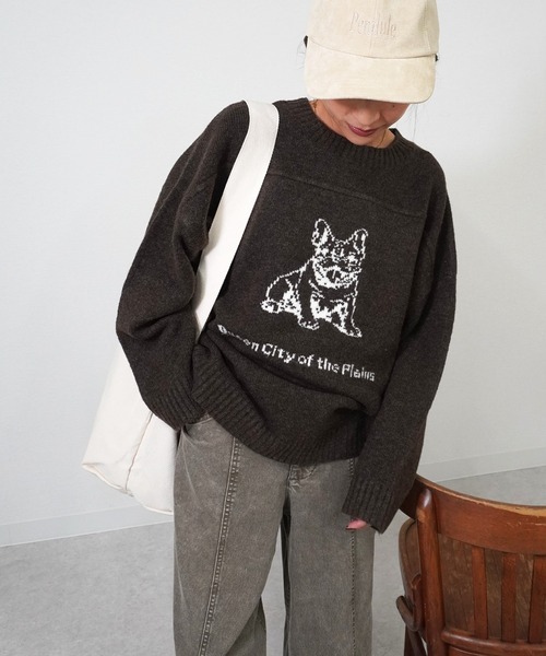 gossara（ゴサラ）の「アニマルジャガードPO（ニット/セーター・レディース・杢グレー/アイボリー/ブラウン・FREE）」の12枚目の写真