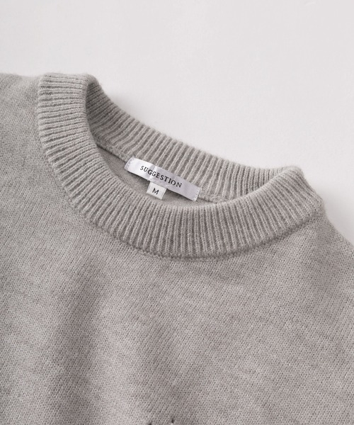 make a ray!(メイク ア レイ!)の「【82】 ハート/スター ハンドステッチ クルーニット(ニット/セーター・レディース・グレー/グレー系その他/ブラック/ブラック系その他/ブルー系その他/ネイビー・M/L)」の11枚目の写真