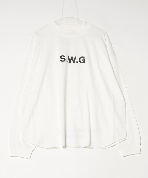 SWINGGGR(スウィンガー)の「THE SWINGGGR/ザ スウィンガー/HI NECK LONG TEE(Tシャツ/カットソー・メンズ・ブラック/ホワイト・2/3)」の2枚目の写真