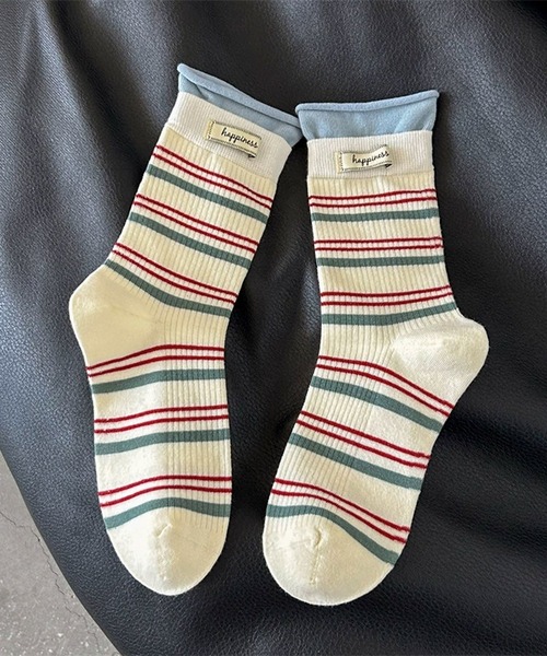 HALEY PESCA（ヘーリーペスカ）の「HALEY PESCA/ミックスカラー　ボーダーソックス（ソックス/靴下・レディース・ダークグレー/ブラウン/ホワイト/ライトグレー/ブラック・FREE）」の11枚目の写真