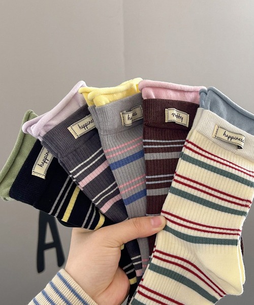 HALEY PESCA（ヘーリーペスカ）の「HALEY PESCA/ミックスカラー　ボーダーソックス（ソックス/靴下・レディース・ダークグレー/ブラウン/ホワイト/ライトグレー/ブラック・FREE）」の13枚目の写真