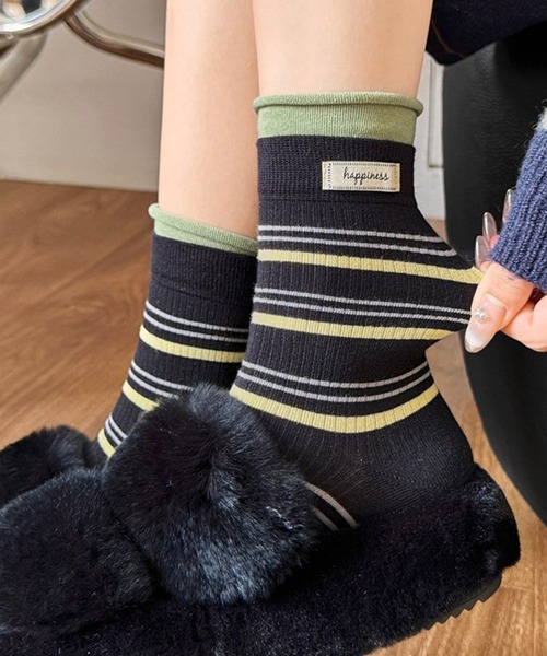 HALEY PESCA（ヘーリーペスカ）の「HALEY PESCA/ミックスカラー　ボーダーソックス（ソックス/靴下・レディース・ダークグレー/ブラウン/ホワイト/ライトグレー/ブラック・FREE）」の15枚目の写真
