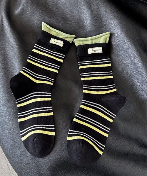 HALEY PESCA（ヘーリーペスカ）の「HALEY PESCA/ミックスカラー　ボーダーソックス（ソックス/靴下・レディース・ダークグレー/ブラウン/ホワイト/ライトグレー/ブラック・FREE）」の18枚目の写真