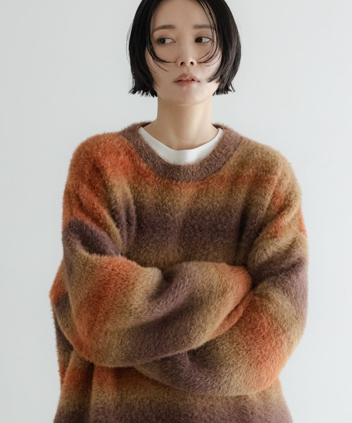LOWRYS FARM(ローリーズファーム)の「【LFM(U)】シャギーグラデニットプルオーバー 606229(ニット/セーター・メンズ・ネイビー/ブラウン・FREE)」の2枚目の写真