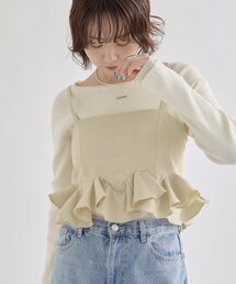 【レイヤードスタイル/3色展開】ウェーブフリルビスチェ