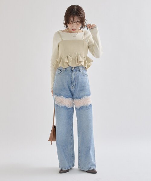 mystic(ミスティック)の「【レイヤードスタイル/3色展開】ウェーブフリルビスチェ(シャツ/ブラウス・レディース・チャコールグレー/アイボリー/ブラウン・FREE)」の18枚目の写真