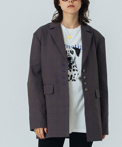 ROSE BUD(ローズバッド)の「(CREOLME)CHECK TAILORED JACKET(テーラードジャケット・レディース・イエロー/ブラウン・S/M)」の2枚目の写真