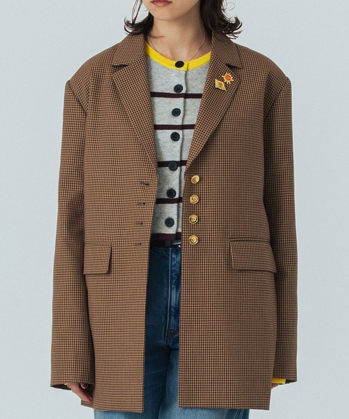 ROSE BUD(ローズバッド)の「(CREOLME)CHECK TAILORED JACKET(テーラードジャケット・レディース・イエロー/ブラウン・S/M)」の1枚目の写真
