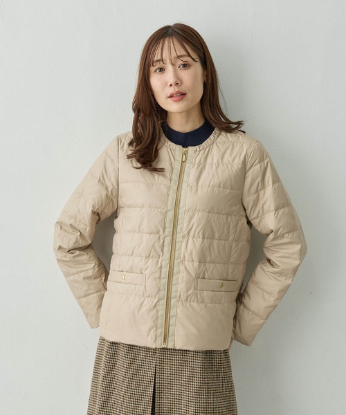 Petit Honfleur(プチオンフルール)の「ノーカラーダウンジャケット【ダウン80%・フェザー20%使用】(ダウンジャケット/コート・レディース・アイボリー/ベージュ/ネイビー・9号/11号/13号)」の6枚目の写真