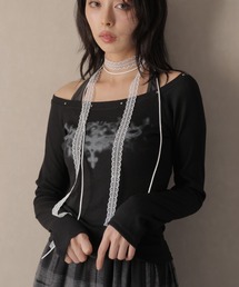 ホルターネックレイヤードリベットデザインカットソー