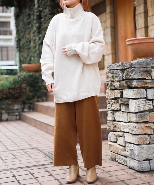 Bling Leads（ブリングリーズ）の「【RES】【Bling Leads】5ゲージ　オーバーサイズハイネックニット（ニット/セーター・メンズ・ブラック/ブラウン/ベージュ・MEDIUM/LARGE/SMALL）」の5枚目の写真