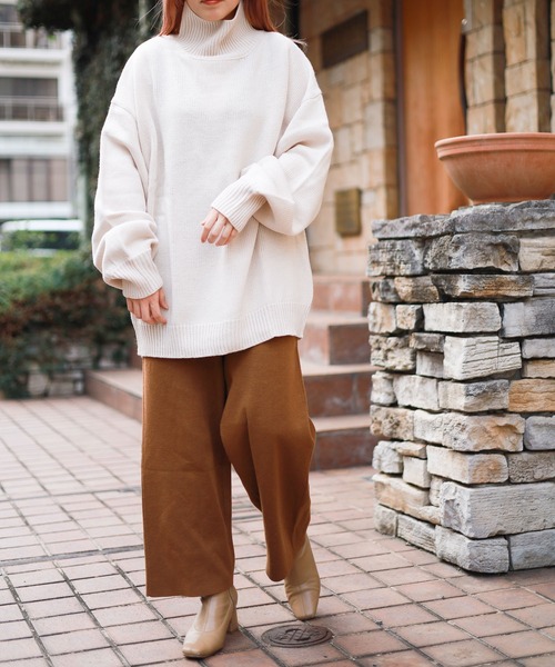 Bling Leads（ブリングリーズ）の「【RES】【Bling Leads】5ゲージ　オーバーサイズハイネックニット（ニット/セーター・メンズ・ブラック/ブラウン/ベージュ・MEDIUM/LARGE/SMALL）」の6枚目の写真