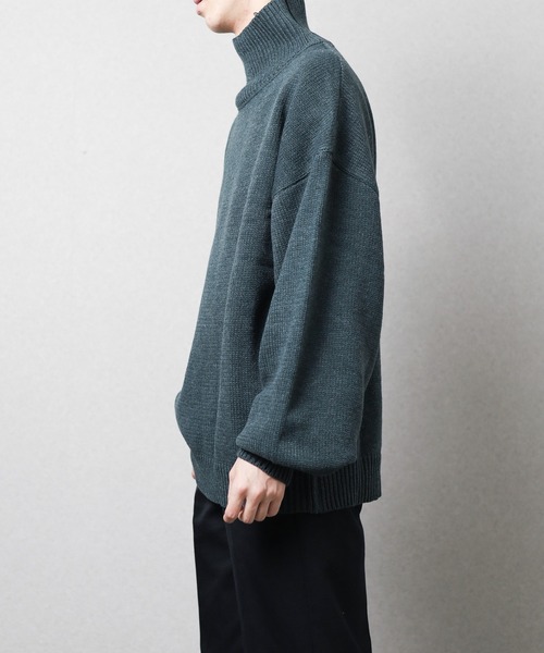 Bling Leads（ブリングリーズ）の「【RES】【Bling Leads】5ゲージ　オーバーサイズハイネックニット（ニット/セーター・メンズ・ブラック/ブラウン/ベージュ・MEDIUM/LARGE/SMALL）」の13枚目の写真